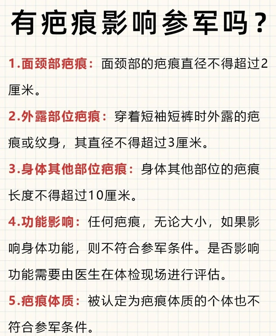 什么樣的疤痕不能當兵？深度解析征兵體檢標準中的疤痕要求，征兵體檢標準中的疤痕要求深度解析，哪些疤痕影響當兵資格？